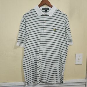 PGA Masters Collection Augusta Nationals Golf Polo Shirt Size L‎ Green Striped